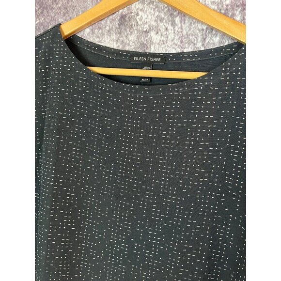 Eileen Fisher Womens Xs Morse Code Dotted Tencel Viscose Crepe Boxy Lagenlook - Picture 10 of 11